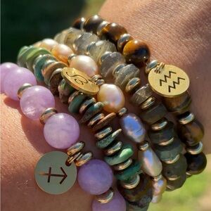 Custom Zodiac Bracelets 14K Gold Plated Crystal Personalized Jewelry